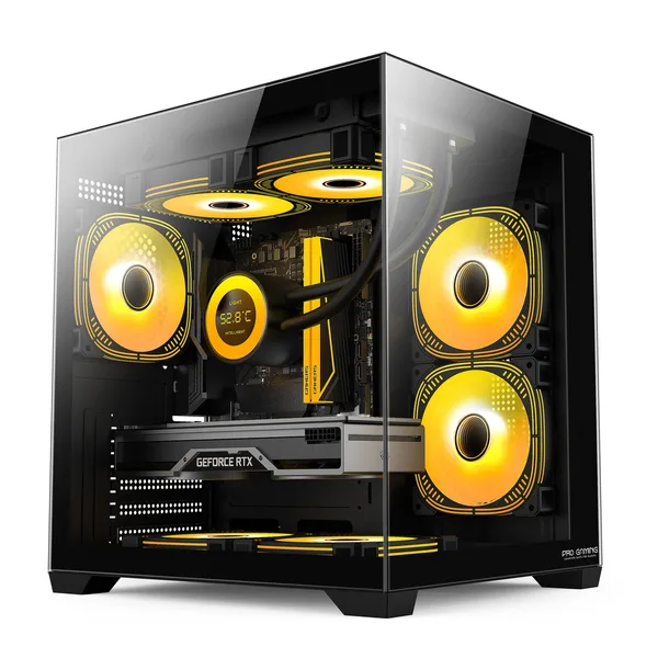 Sistem Desktop Pc Gaming Ambra Black Intel Core I7 9700 pana la 4.7Ghz, 16GB RAM DDR4, 512GB SSD, RTX 3050, WI-FI 6, Windows 11 Home