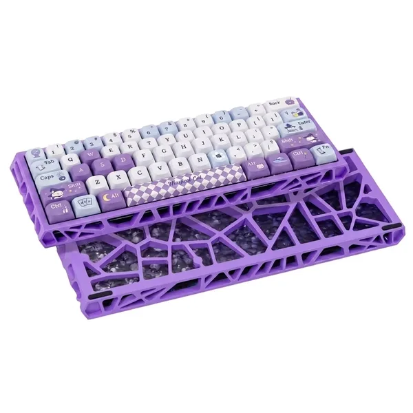 K KAVLORN Tastatura Mecanica Gaming Skeleton 60%, GASKET, Hot-Swap, RGB, Carcasa Plastica Golita Geometrica, Usoara Compacta, 61 Taste cu Fir, Compatibila PC/Mac/Laptop