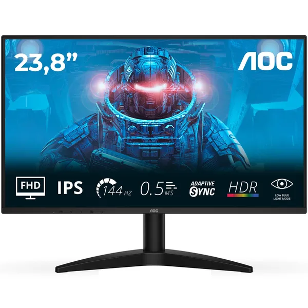 Monitor Gaming AOC 24B36X, 23.8", FHD (1920x1080), IPS, 144Hz, 0.5ms MPRT, 4ms GtG, Antiglare, Adaptive Sync, HDR 10, Low Blue Light, Flicker Free, HDMI 1.4, DisplayPort 1.4, VESA 100x100mm, Negru