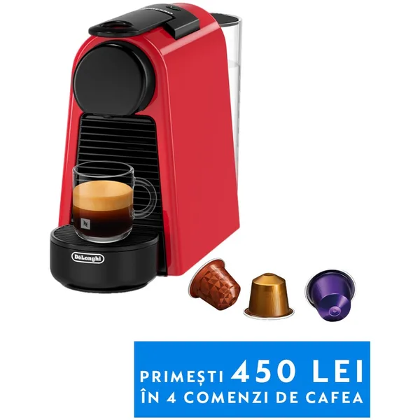 Espressor Nespresso by De'Longhi Essenza Mini D30-EU-RE-NE1, 19 bari, 1260 W, set capsule degustare inclus, rosu