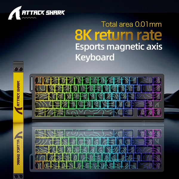 Tastatura mecanica Attack Shark X68HE, comutatoare magnetice, PBT, contur negru