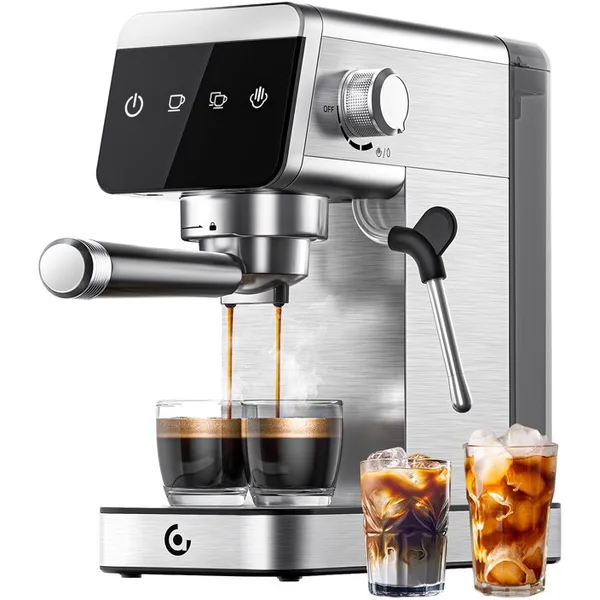 Espressor Manual CE-AZ-EM1501-SV Rezervor Apa 1.2L Spumare Manuala a Laptelui Presiune 20 Bari 1350W Argintiu
