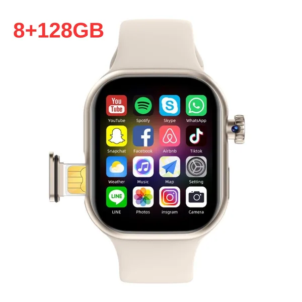 Ceas Smartwatch Copii/Femei 4G/5G LTE SIM Watch Phone Medeyatech™, Apel Video HD, Navigatie GPS, WiFi Camera 2 Mpx, IP67, Android, Aplicatii Sociale, TikTok, Facebook, Whatsapp, Youtube, Ritm Cardiac, Oxigen Sange, Tensiune, Alb