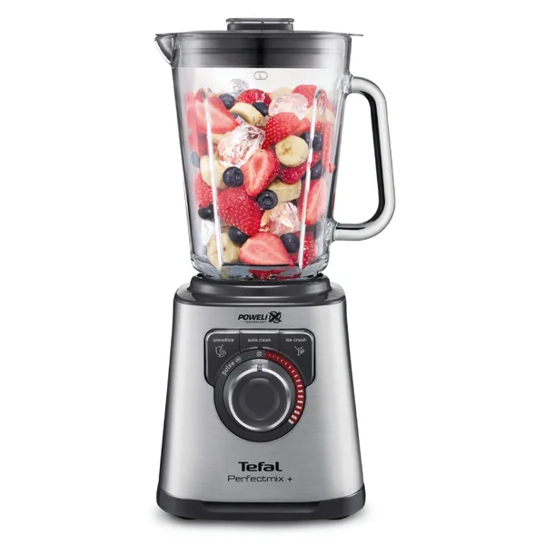 Blender de mare viteza Tefal PerfectMix+ BL811D38, 1200W, 1.75 l, buton variabil pentru viteza, 6 lame detasabile, vas din sticla termorezistenta, 3 programe, corp din inox, spatula, inox