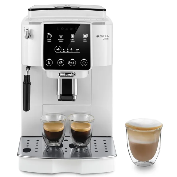 Espressor automat De’Longhi Magnifica Start ECAM 220.20.W, 1450 W, 5 tipuri de bauturi, 15 bari, Sistem de spumare manual, Alb