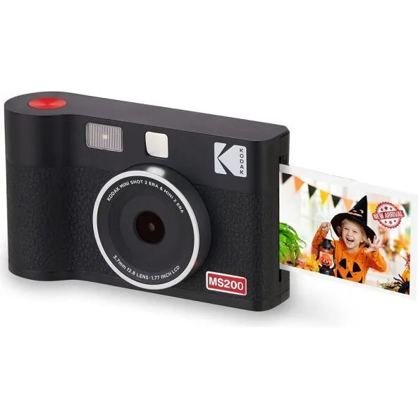 Aparat Foto Instant si Imprimanta 2in1 Mini Shot 2 ERA Ecran LCD 1.7Inch 13MP Tehnologie 4PASS Negru