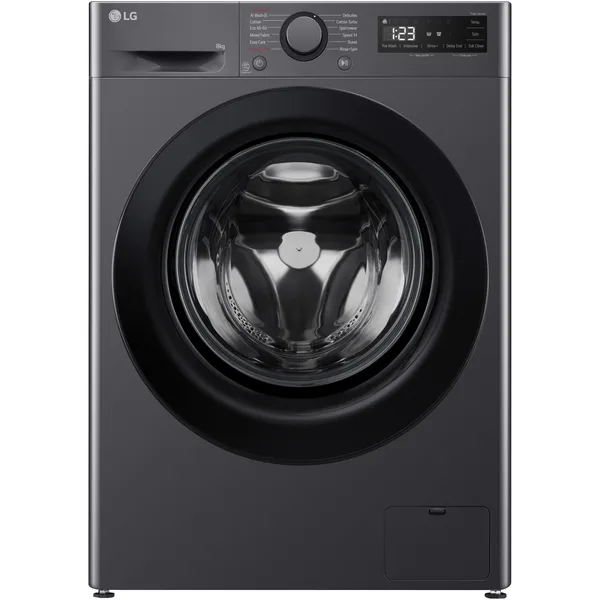 Masina de spalat rufe Slim LG F2WR508SBM, 8 kg, 1200 rpm, Clasa A, Motor Direct Drive, Smart Diagnosis, Negru