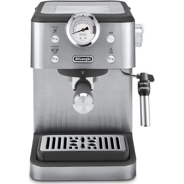 Espressor manual De'Longhi Classic EM450.M, 2 tipuri de bauturi, sistem manual de spumare, 1.7l, 1325W, 15 bar, argintiu