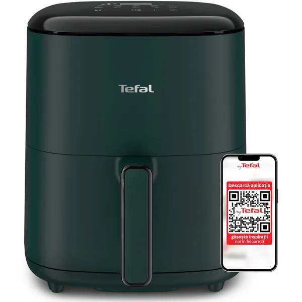 Friteuza cu aer cald Tefal Easy Fry Max air fryer EY245310, 1500 W, capacitate 5L, 10 programe automate, ecran tactil, vas detasabil antiaderent, oprire automata, temperatura ajusatbila, carte de retete inclusa, verde