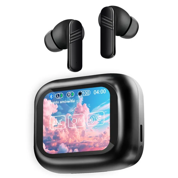 Casti Wireless Bluetooth, Dytimeem, E337, Ecran LCD color, Afisaj digital, Audio, In ear, Fara fir, Sport, Negru
