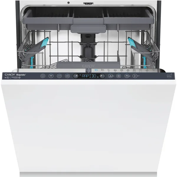 Masina de spalat vase incorporabila Candy Rapido CS 6B0S3PSA, 16 seturi, 10 programe, Clasa B, WiFi+Ble, Wash & Dry 35', Motor Speed-Drive Inverter, Automatic Open Door, Floor light, 60 cm